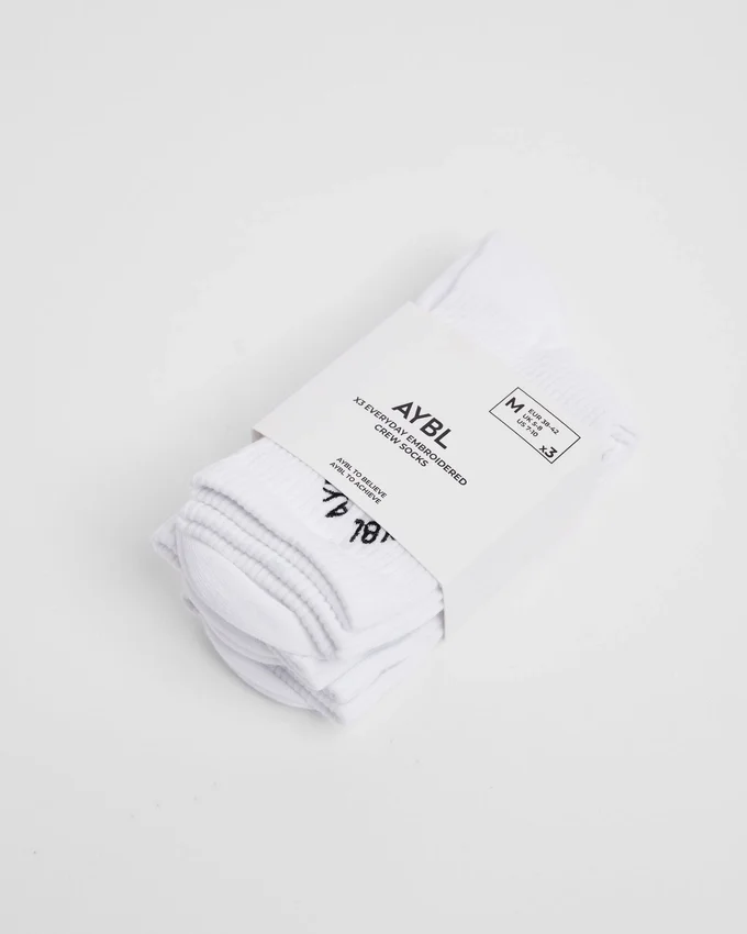 Chaussettes courtes brodées Everyday (lot de 3)