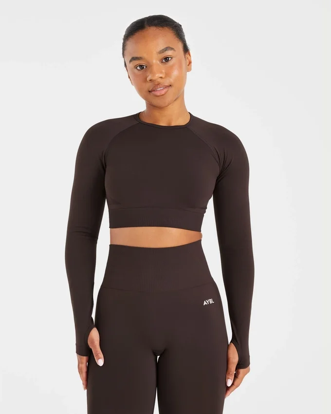 Haut court à manches longues sans coutures Empower