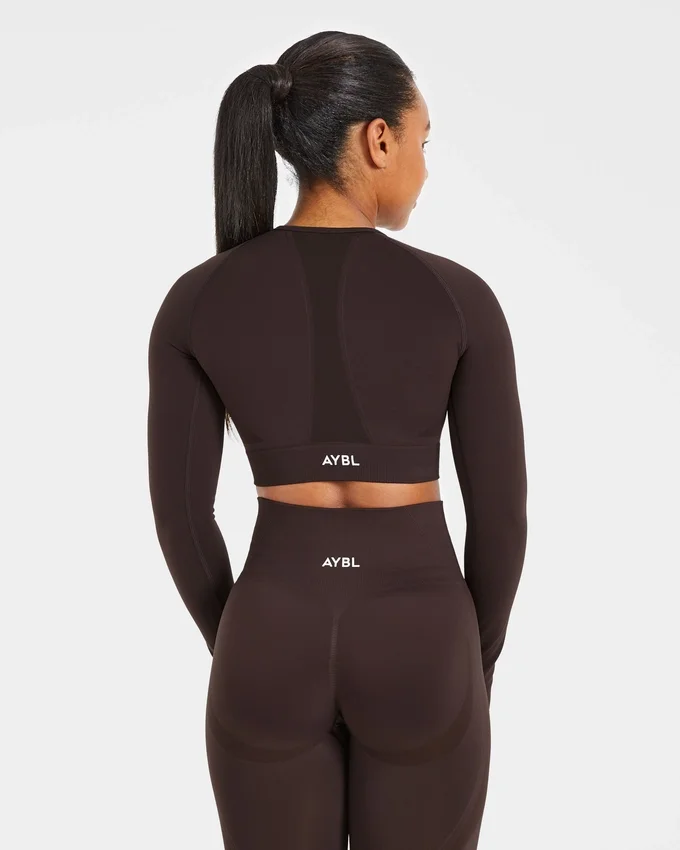 Haut court à manches longues sans coutures Empower