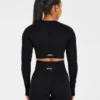 Haut court à manches longues sans coutures Empower