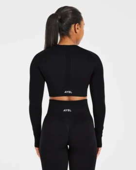 Haut court à manches longues sans coutures Empower