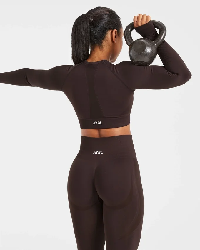 Haut court à manches longues sans coutures Empower