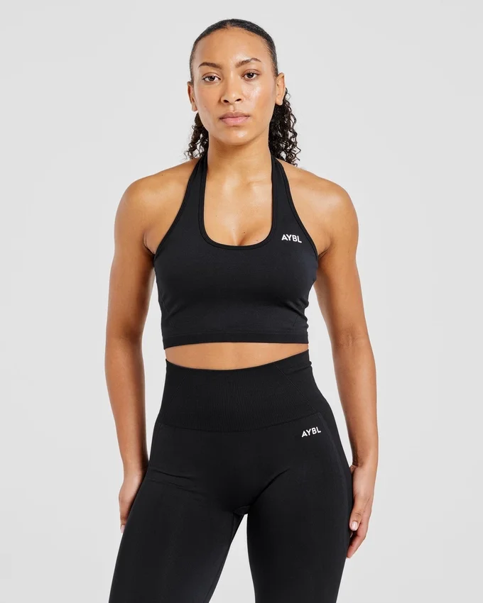 Haut court sans coutures à col licou Empower