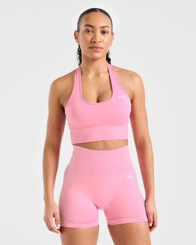 Haut court sans coutures à col licou Empower