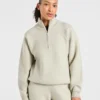 Pull oversize en maille douce à fermeture éclair 1/4