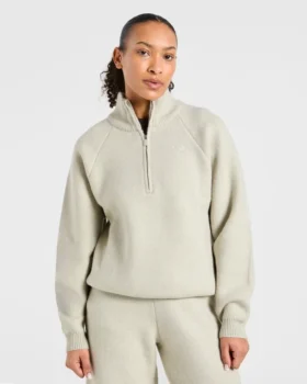 Pull oversize en maille douce à fermeture éclair 1/4