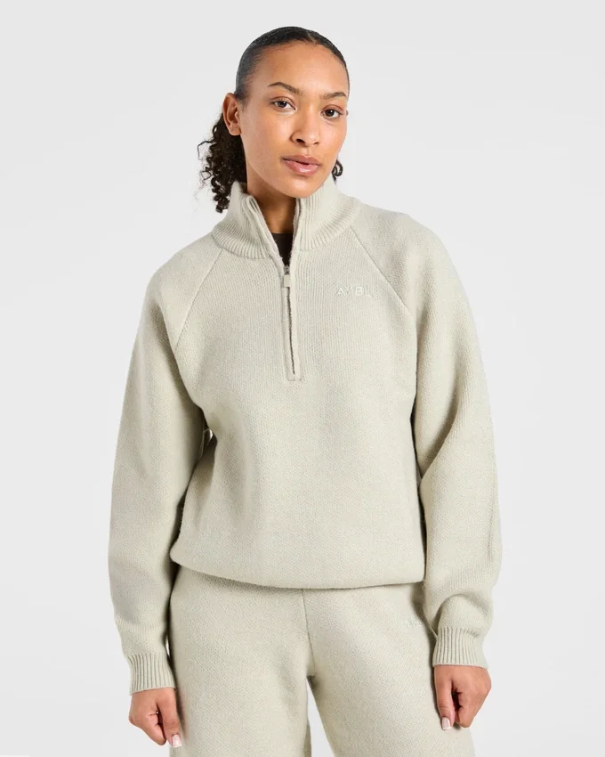 Pull oversize en maille douce à fermeture éclair 1/4