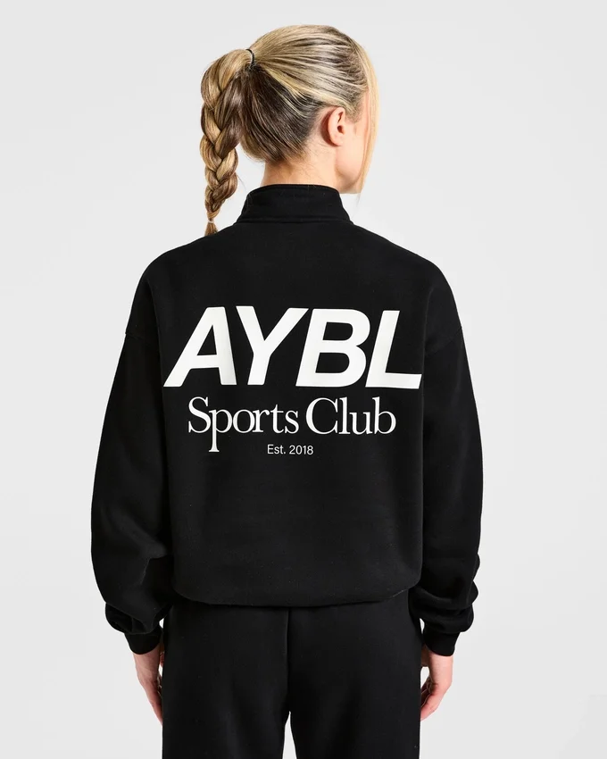 Pull oversize à fermeture éclair 1/4 « Sports Club »