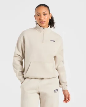 Pull oversize à fermeture éclair 1/4 « Sports Club »