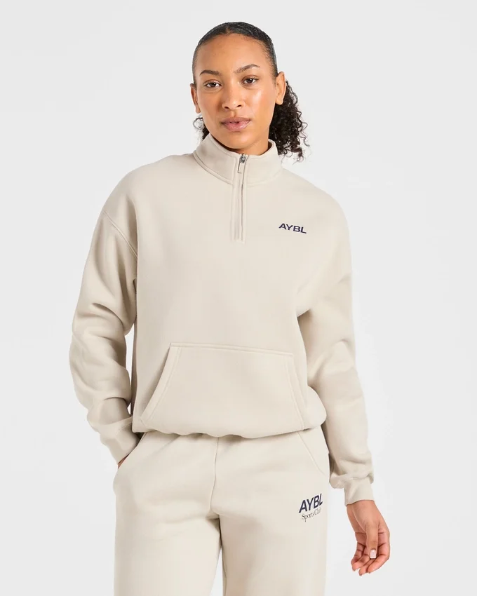 Pull oversize à fermeture éclair 1/4 « Sports Club »