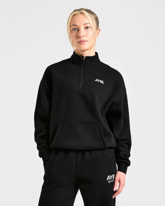 Pull oversize à fermeture éclair 1/4 « Sports Club »