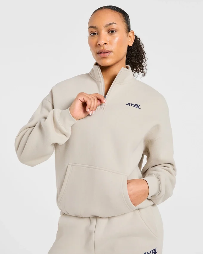 Pull oversize à fermeture éclair 1/4 « Sports Club »