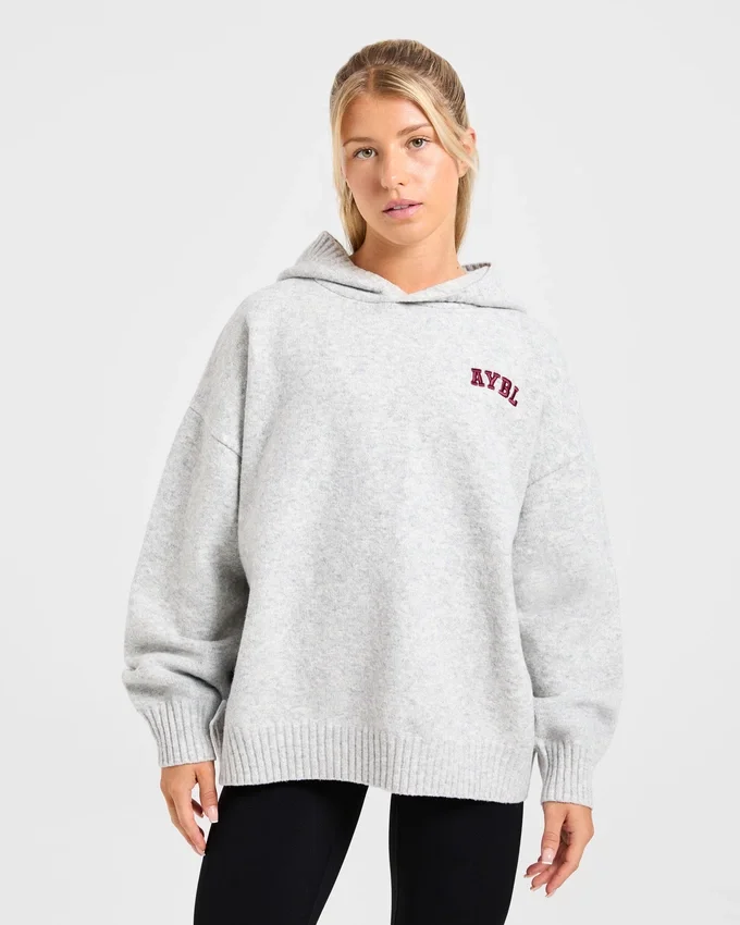 Sweat à capuche oversize en maille avec logo minimaliste « Varsity »