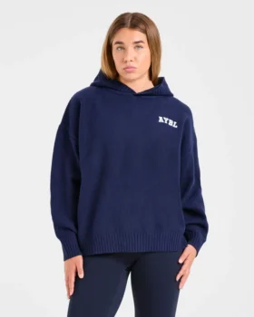 Sweat à capuche oversize en maille avec logo minimaliste « Varsity »