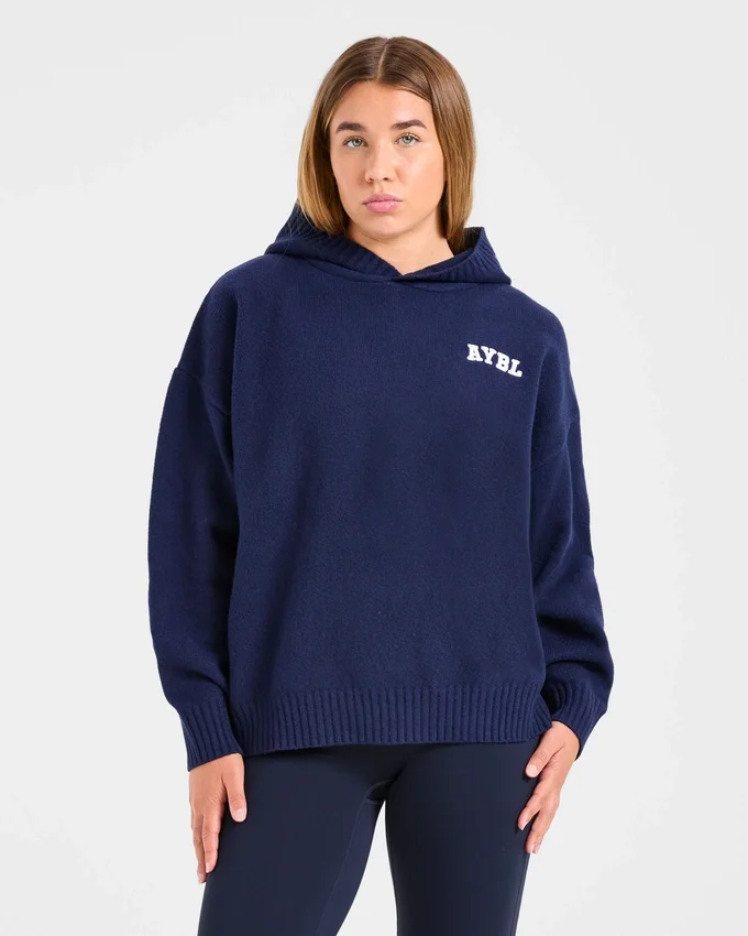 Sweat à capuche oversize en maille avec logo minimaliste « Varsity »