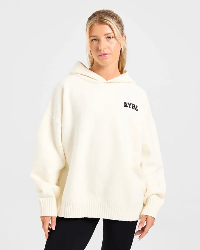 Sweat à capuche oversize en maille avec logo minimaliste « Varsity »