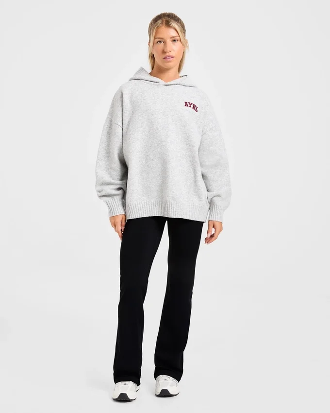 Sweat à capuche oversize en maille avec logo minimaliste « Varsity »