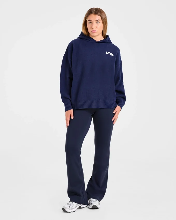 Sweat à capuche oversize en maille avec logo minimaliste « Varsity »