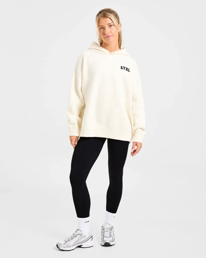 Sweat à capuche oversize en maille avec logo minimaliste « Varsity »