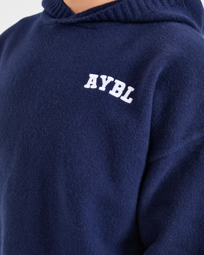 Sweat à capuche oversize en maille avec logo minimaliste « Varsity »