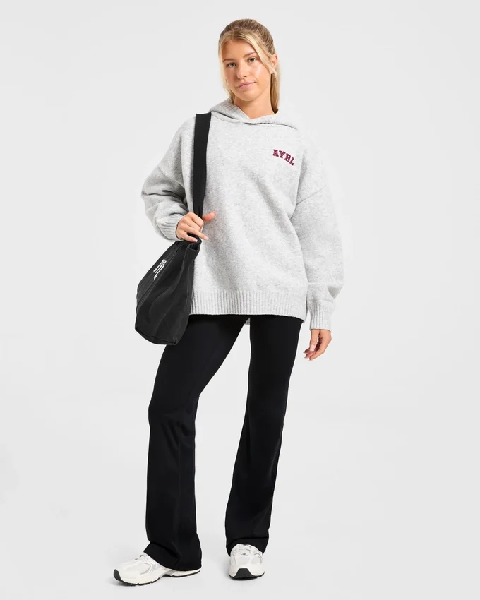 Sweat à capuche oversize en maille avec logo minimaliste « Varsity »