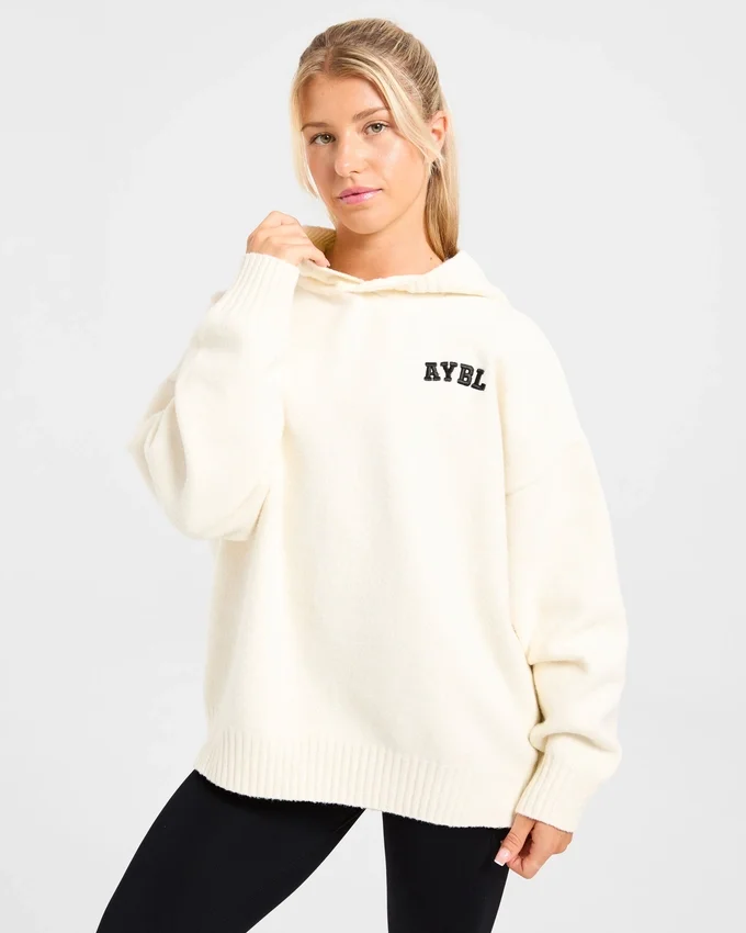 Sweat à capuche oversize en maille avec logo minimaliste « Varsity »