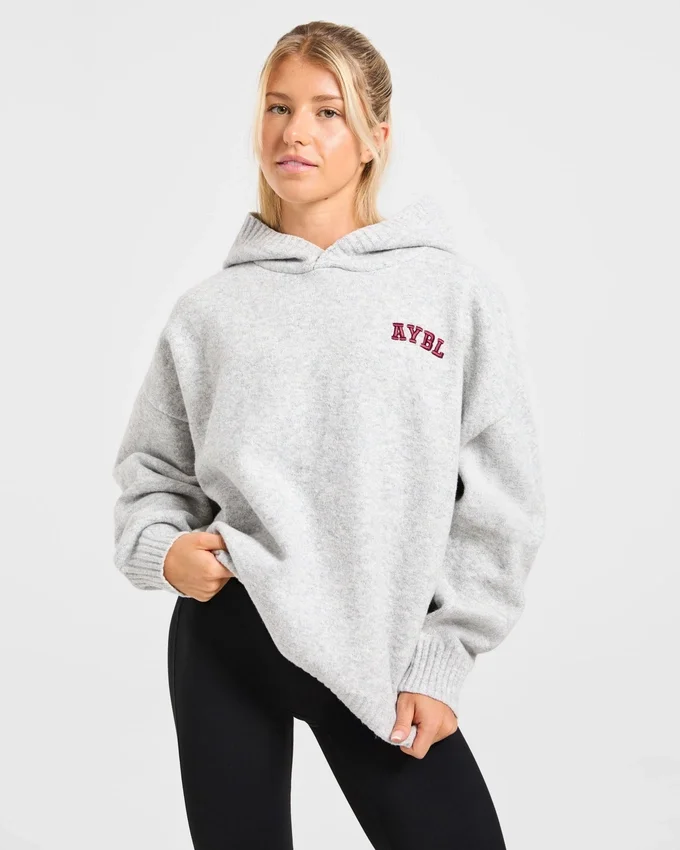 Sweat à capuche oversize en maille avec logo minimaliste « Varsity »
