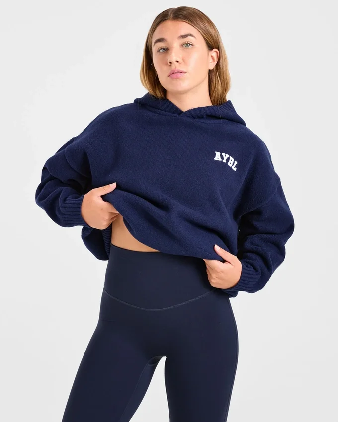 Sweat à capuche oversize en maille avec logo minimaliste « Varsity »