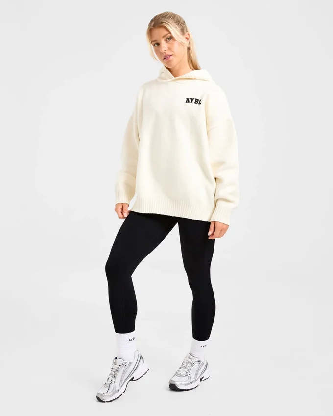 Sweat à capuche oversize en maille avec logo minimaliste « Varsity »