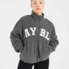 Veste zippée en polaire oversize style « varsity »