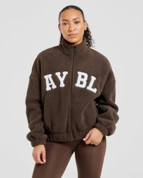 Veste zippée en polaire oversize style « varsity »
