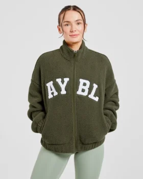 Veste zippée en polaire oversize style « varsity »