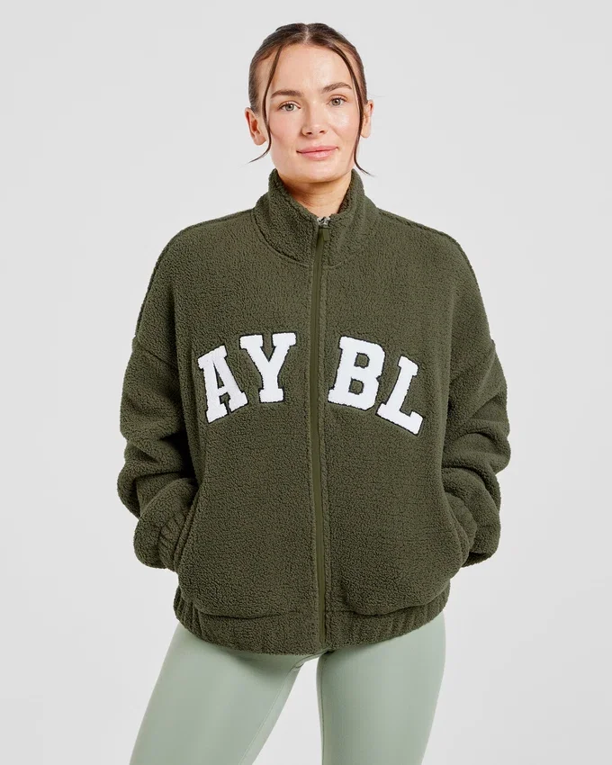 Veste zippée en polaire oversize style « varsity »