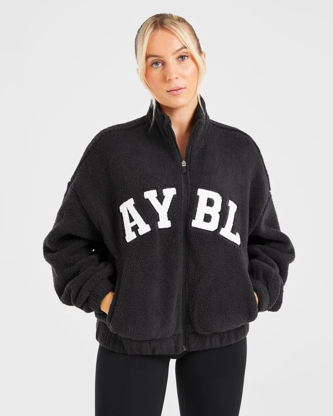 Veste zippée en polaire oversize style « varsity »