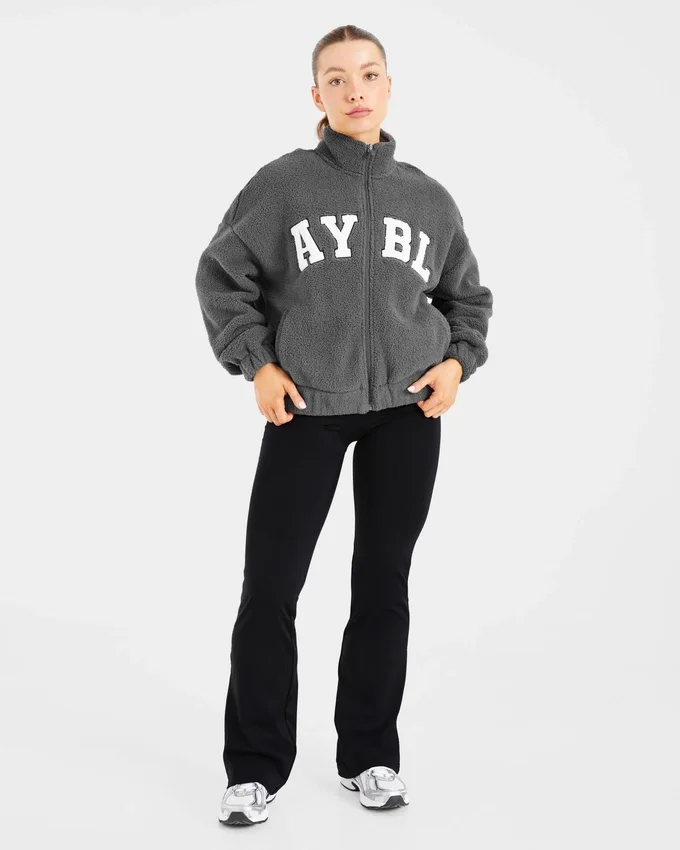 Veste zippée en polaire oversize style « varsity »