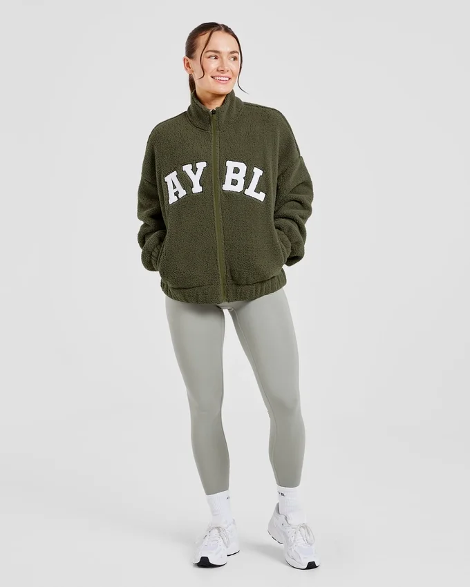 Veste zippée en polaire oversize style « varsity »