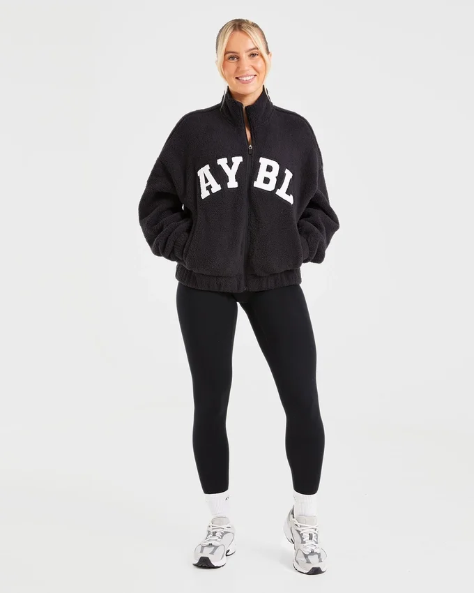 Veste zippée en polaire oversize style « varsity »