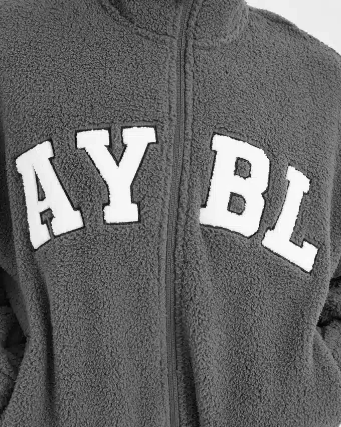 Veste zippée en polaire oversize style « varsity »