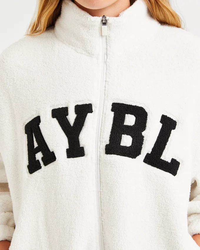 Veste zippée en polaire oversize style « varsity »