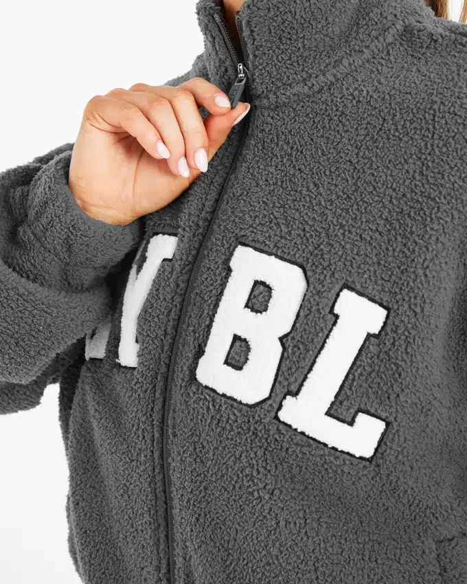 Veste zippée en polaire oversize style « varsity »