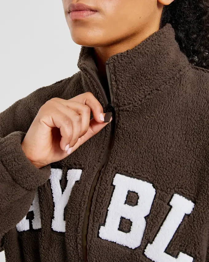 Veste zippée en polaire oversize style « varsity »