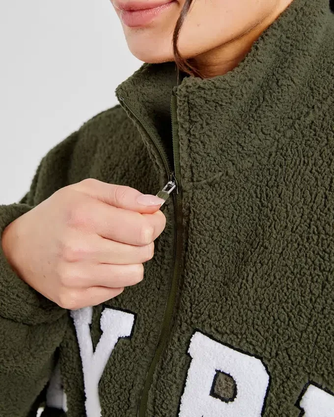 Veste zippée en polaire oversize style « varsity »