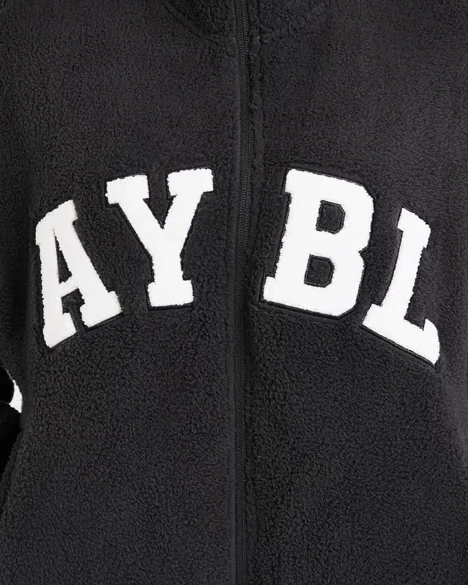 Veste zippée en polaire oversize style « varsity »