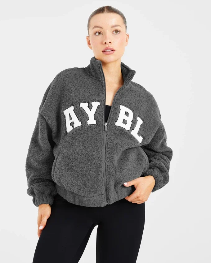 Veste zippée en polaire oversize style « varsity »