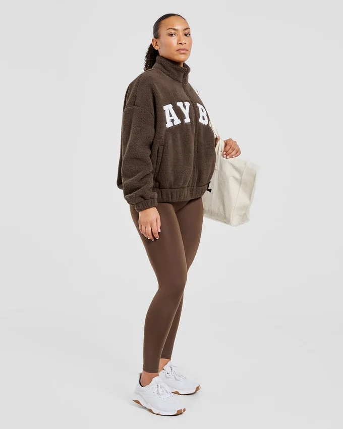 Veste zippée en polaire oversize style « varsity »