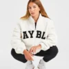 Veste zippée en polaire oversize style « varsity »