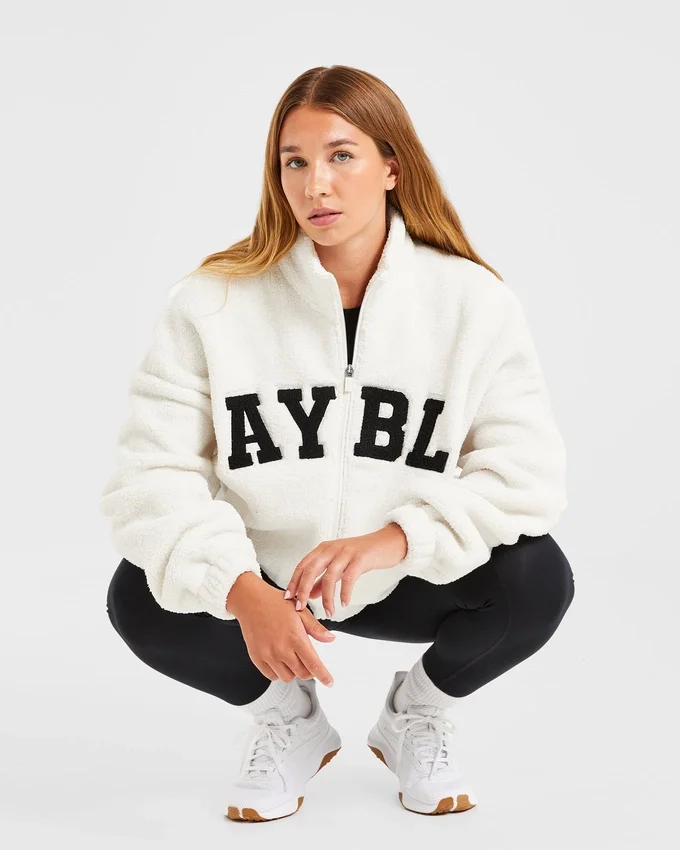 Veste zippée en polaire oversize style « varsity »