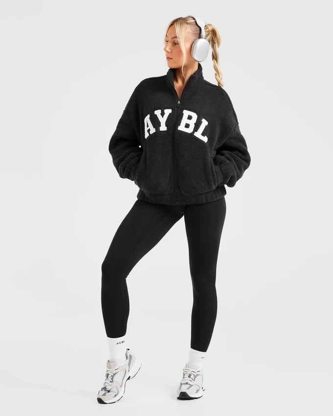 Veste zippée en polaire oversize style « varsity »