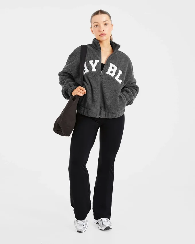 Veste zippée en polaire oversize style « varsity »