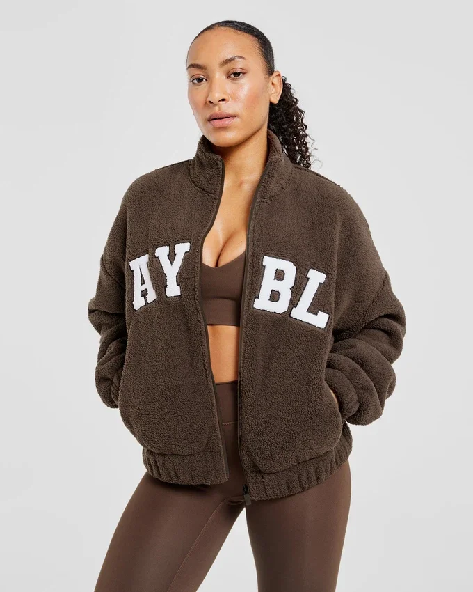 Veste zippée en polaire oversize style « varsity »